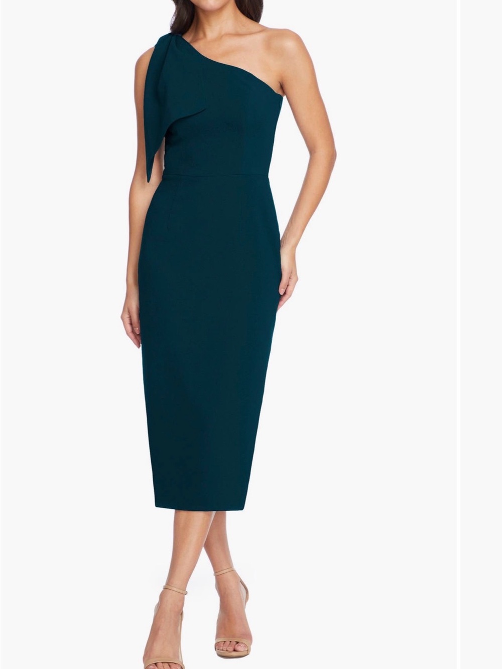 Dress the population One-Shoulder Teal Cocktail Dress
